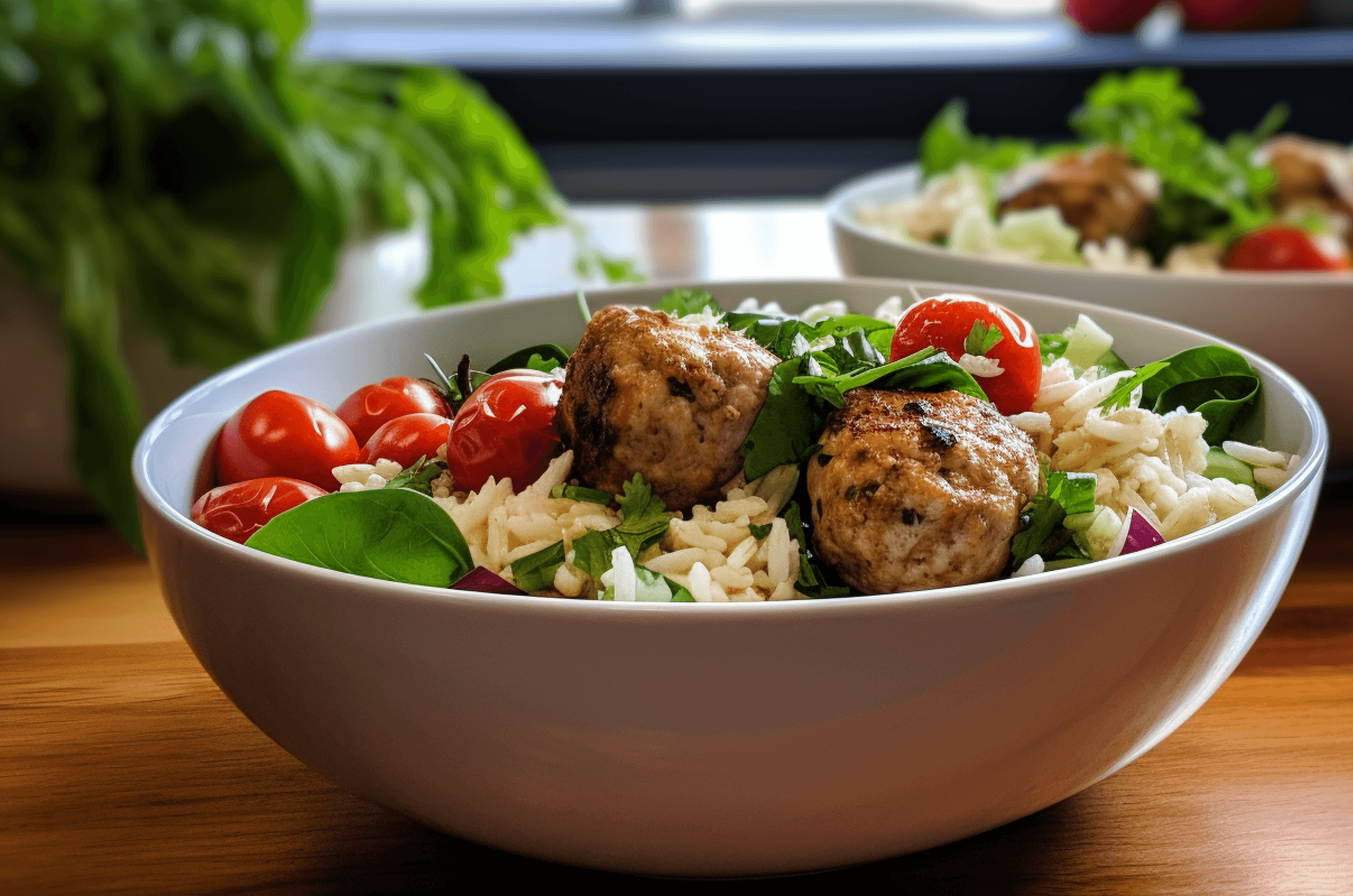 Turkey Meatballs With Herbed Orzo And Simple Greek Salad Lingo