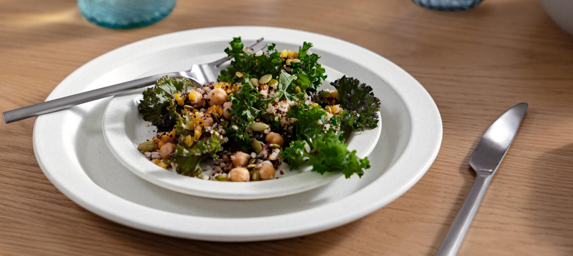 Plate of kale and chickpeas