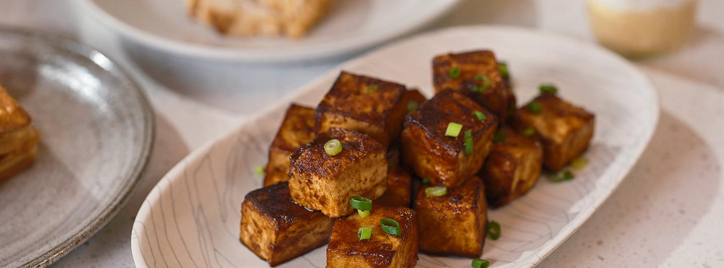 Plate of vegan tofu