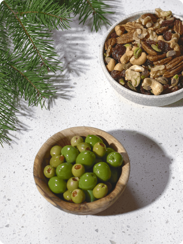 bowl of olives and nuts