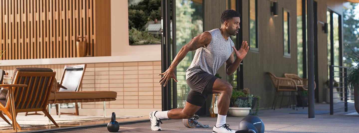 Person exercising doing a lunge