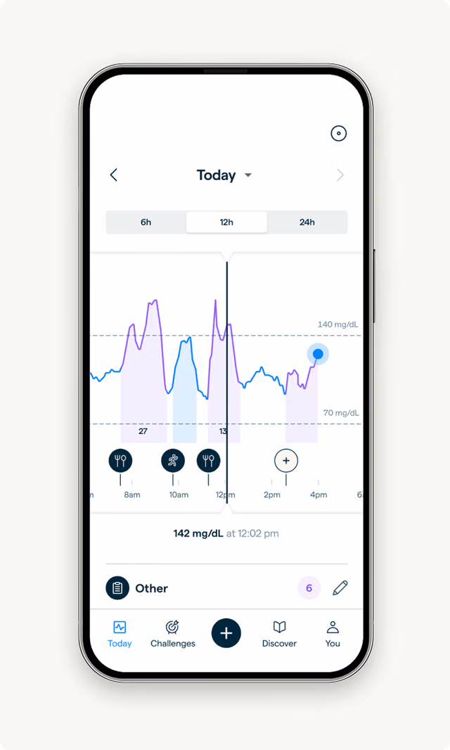 Lingo app screen showing glucose reading