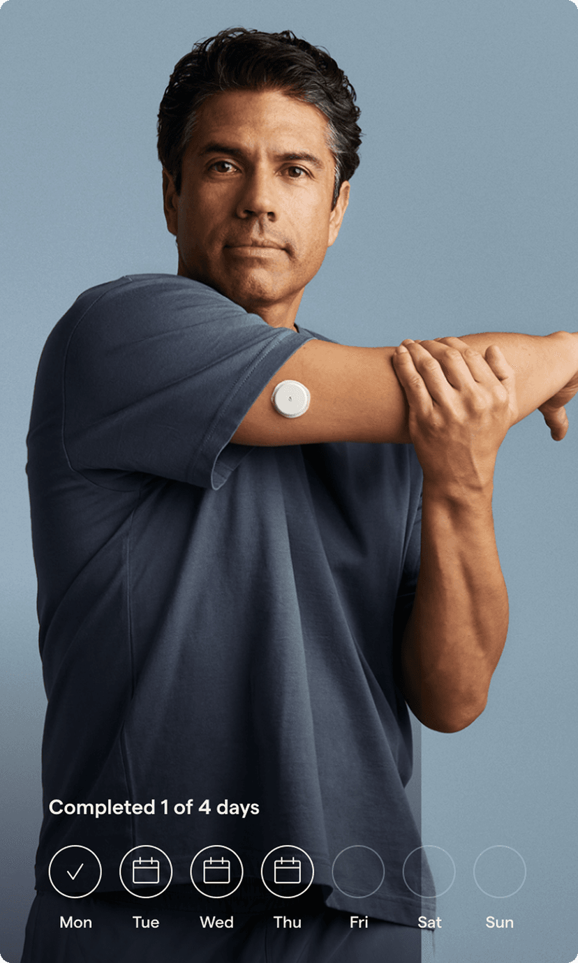 Man stretching showing his Lingo app