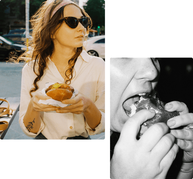 Women eating burgers