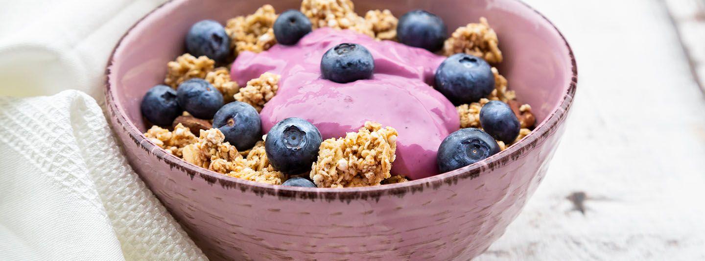 Granola and acai bowl